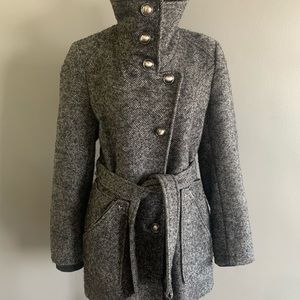 Buffalo David Button Wool Blend Short Belted Coat